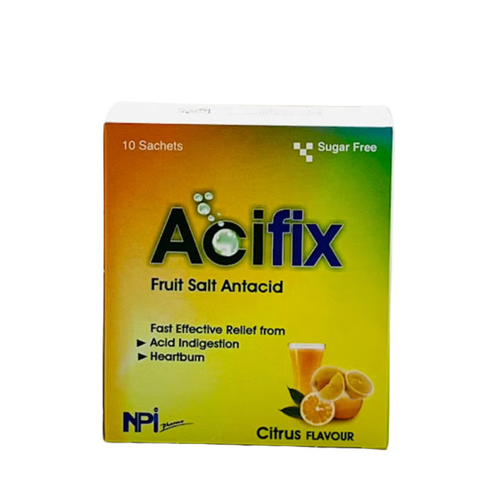 Acifix Fruit Salt Antacid Orange Powder Sachet 5g 10's