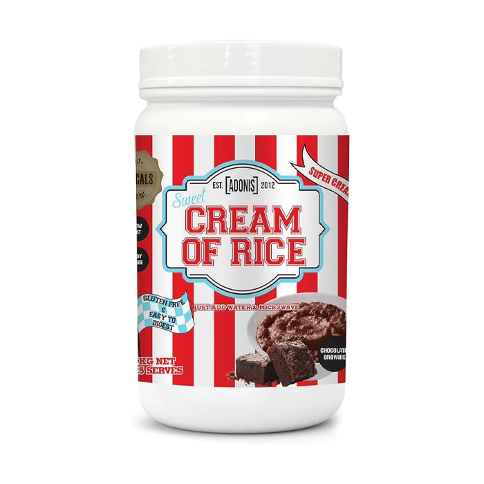 Adonis Gear Cream of Rice Chocolate Brownie, High Protein, Clean Carbs, Muscle Recovery Fuel, 1kg