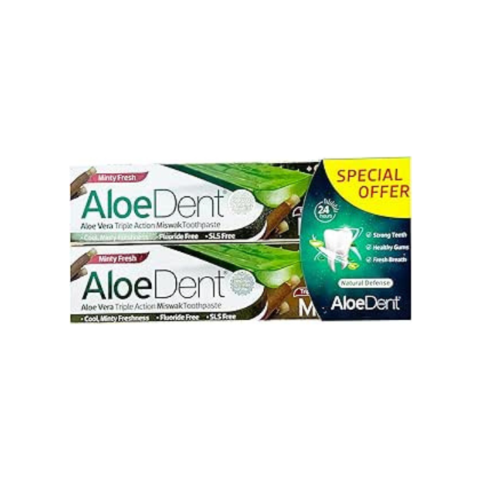Aloe Dent Aloe Vera Miswak Toothpaste 100ml Twin Pack