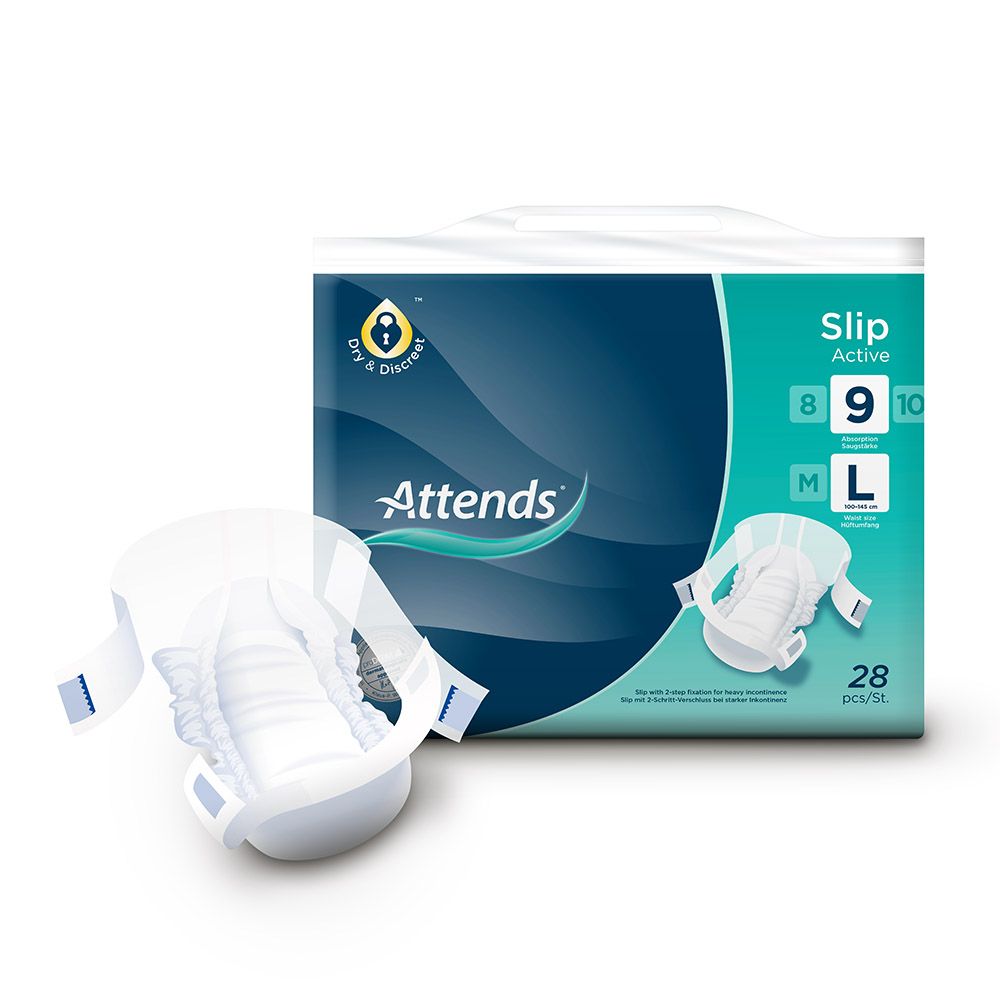 أتيندز حفاظات كبار السن منزلقة نشط 9 Large عدد 28