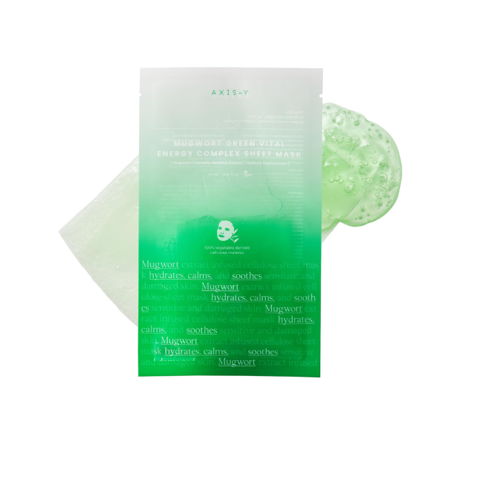 Axis-Y Mugwort Green Vital Energy Complex Mask- Soothing & Hydrating Sheet Mask with Mugwort & Green Tea Extract 27Mml