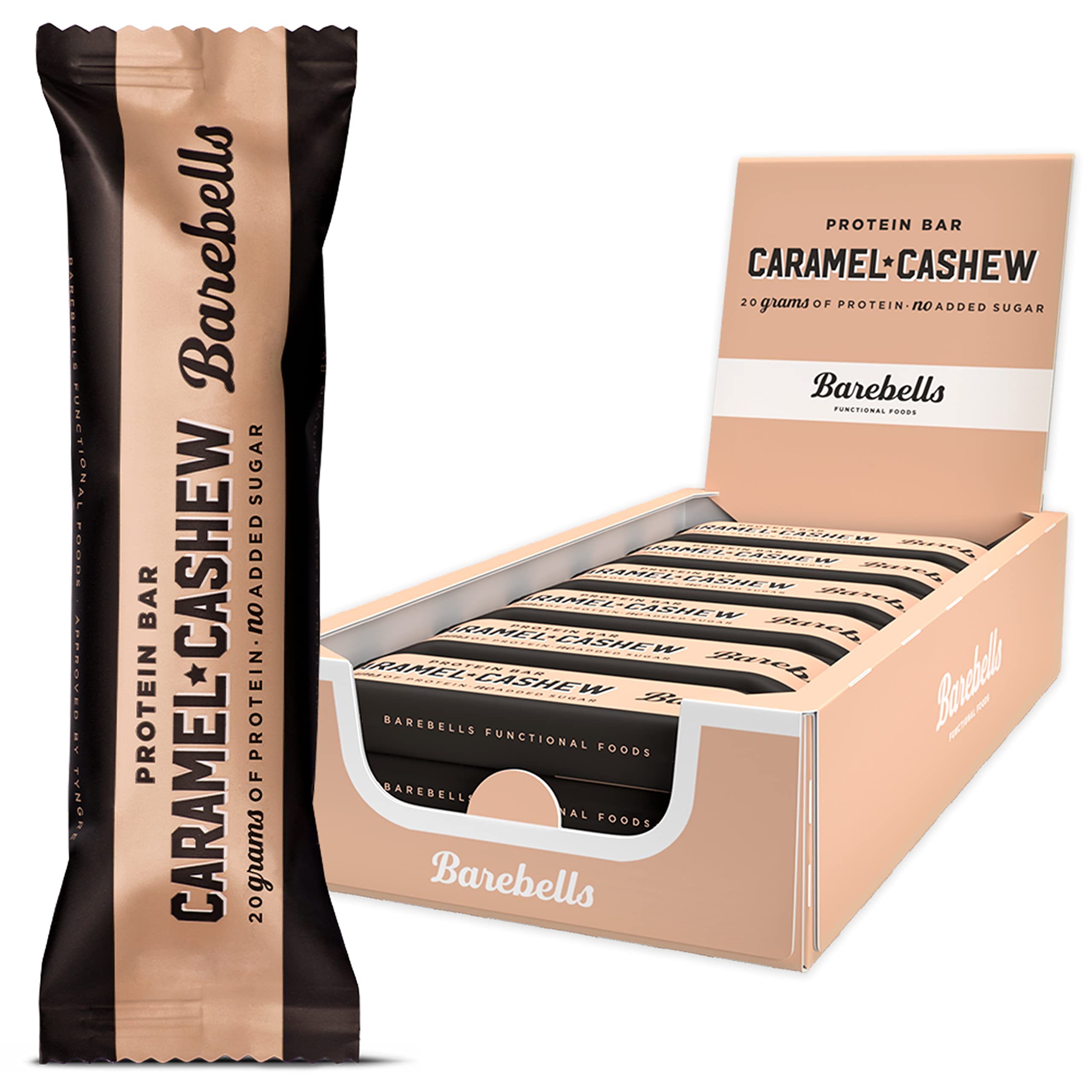 Barebells Protein Bar Caramel Cashew 55g, 20g Protein, No Added Sugar, Pack of 12