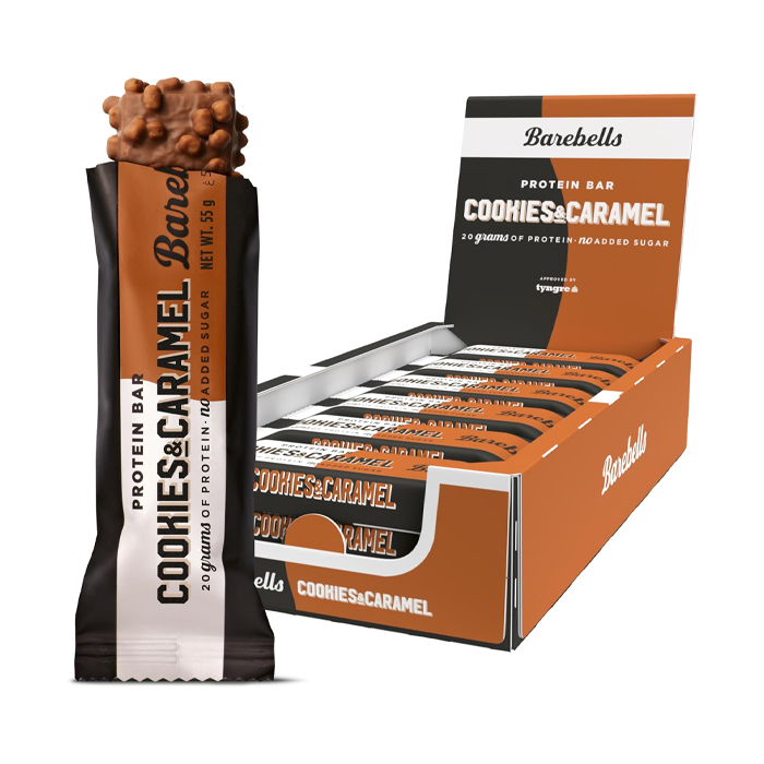 Barebells Protein Bar Cookies and Caramel 55g, High Protein, No Added Sugar, Pack of 12