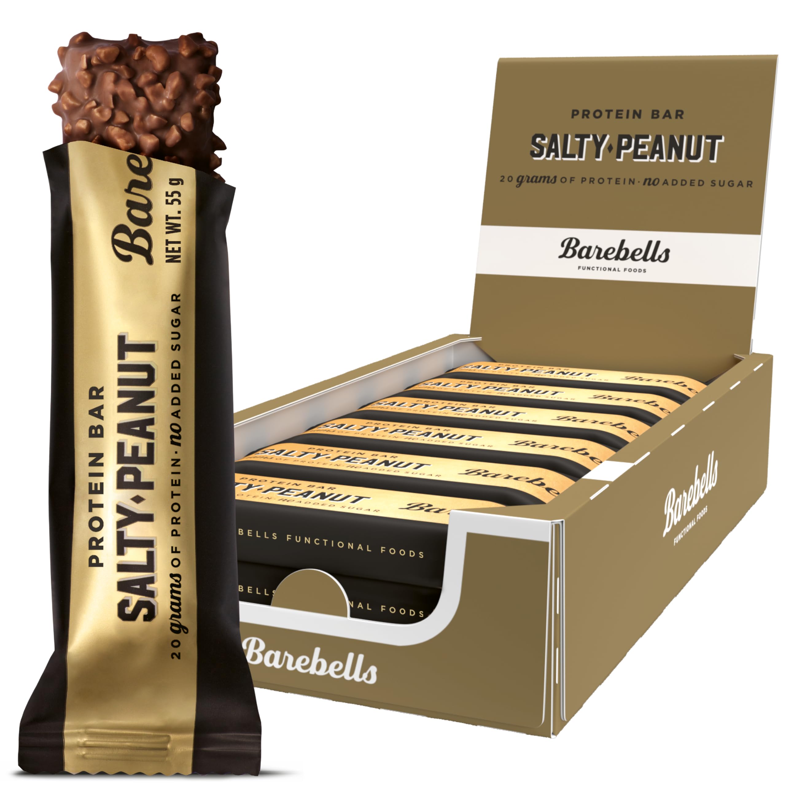 Barebells Protein Bar Salty Peanut 55g, 20g Protein, No Added Sugar, Pack of 12