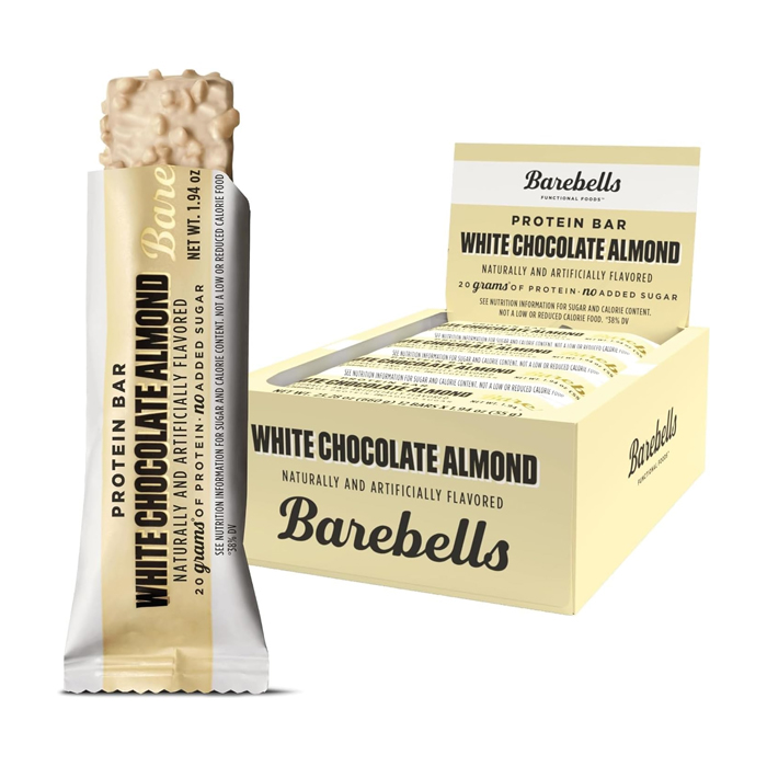 Barebells Protein Bar White Chocolate Almond 55g, High Protein, No Added Sugar, Pack of 12