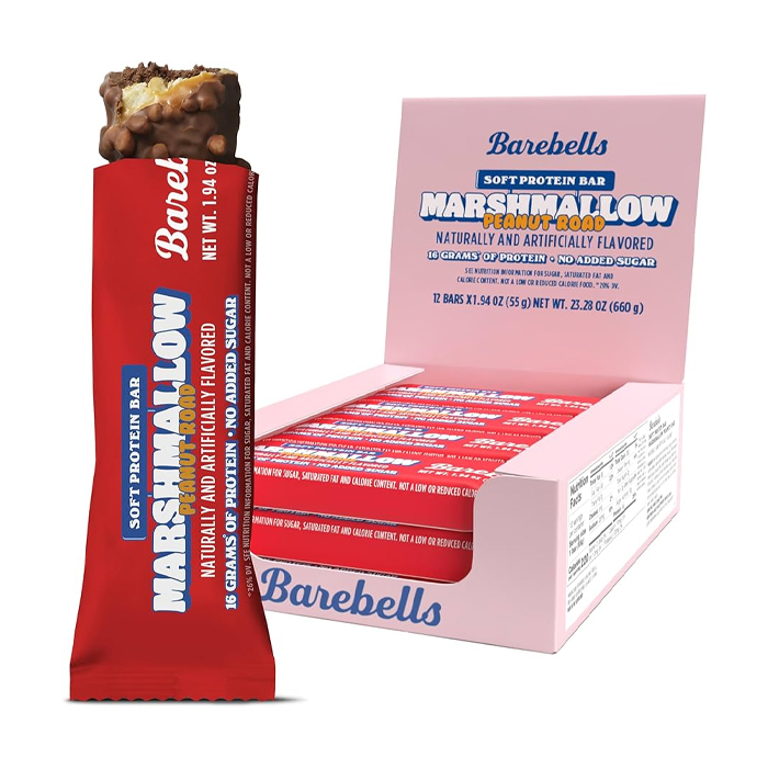 Barebells Soft Protein Bar Marshmallow Peanut Road 55g, 16g Protein, No Added Sugar, Pack of 12