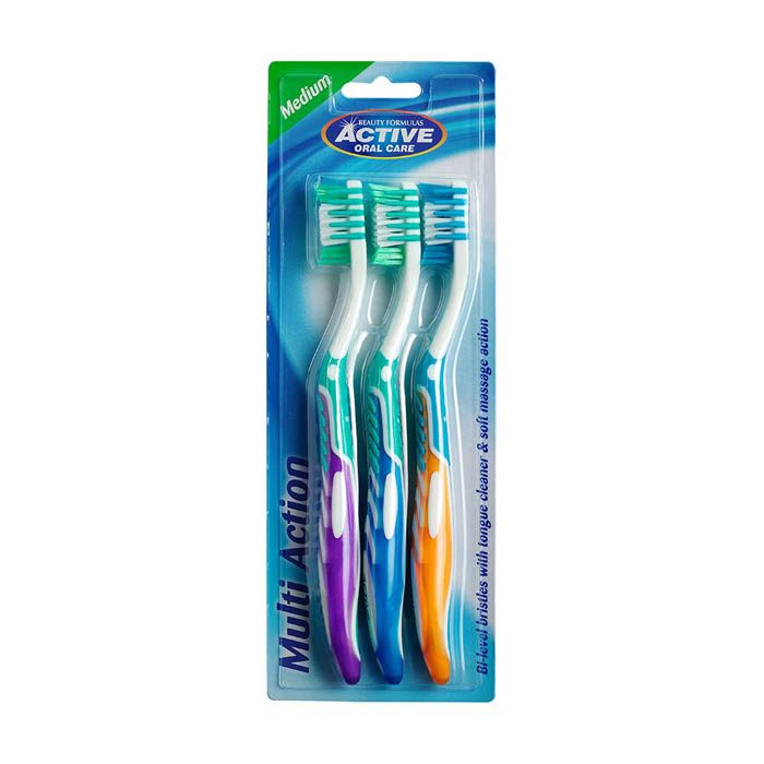 Beauty Formula Multi Action Tooth Brush 3 Pack Medium