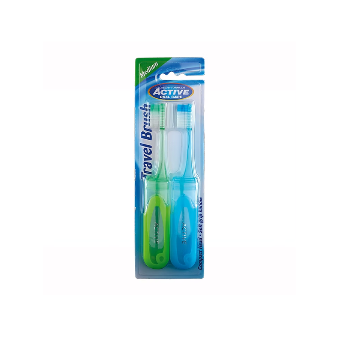 Beauty Formula Travel Tooth Brush 2 Pack Medium