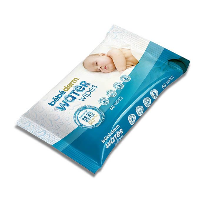 Bebederm Baby Water Wipes, 99.9% Water & Aloe Vera, Ultra-Gentle, Alcohol-Free Wipes for Newborn Skin - 60’s