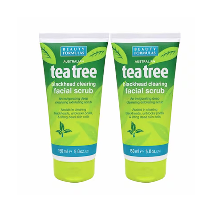 Beauty Formulas Tea Tree Facial Scrub 150ml Twin Pack