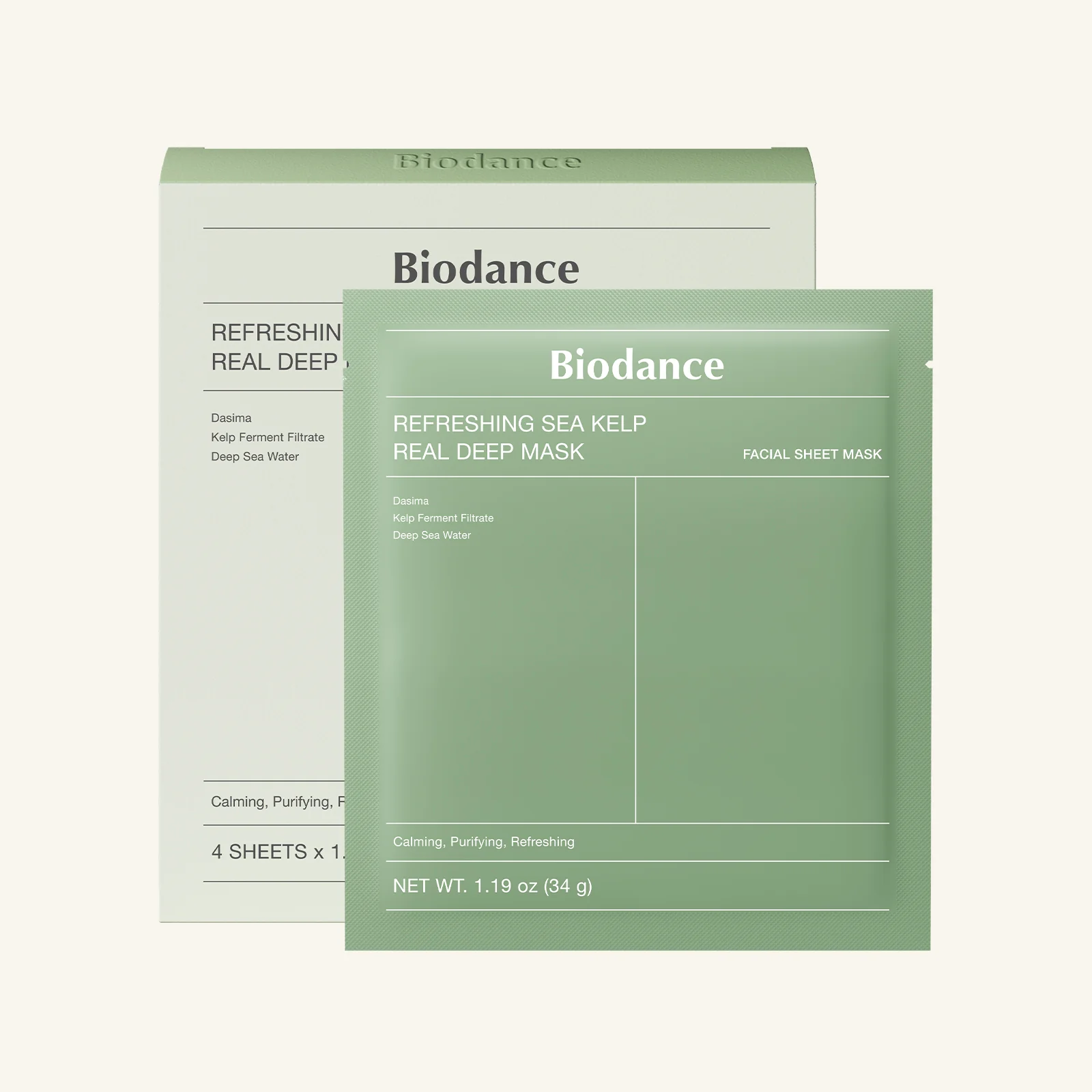 Biodance Refreshing Sea Kelp Real Deep Hydrogel Sheet Mask, Calming, Soothing and Oil Control, 34g