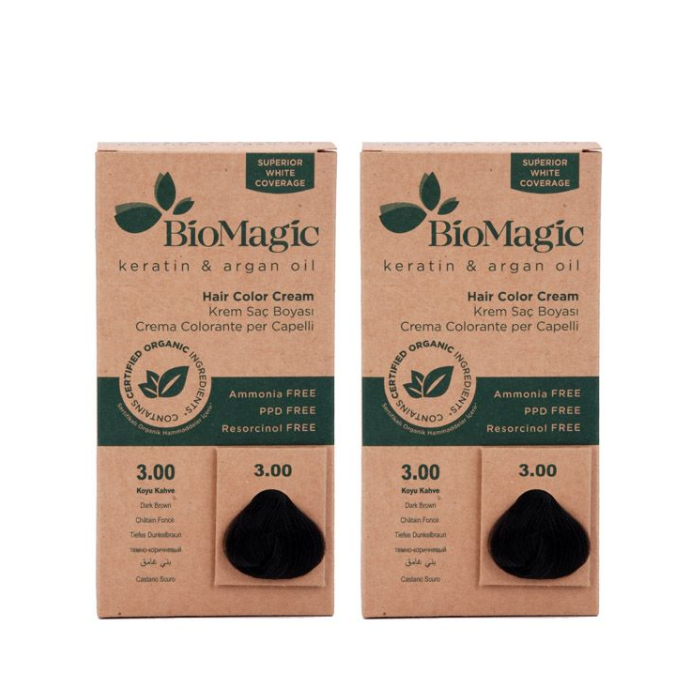 BioMagic Hair Color 3.00 Dark Brown 1+1 PROMO