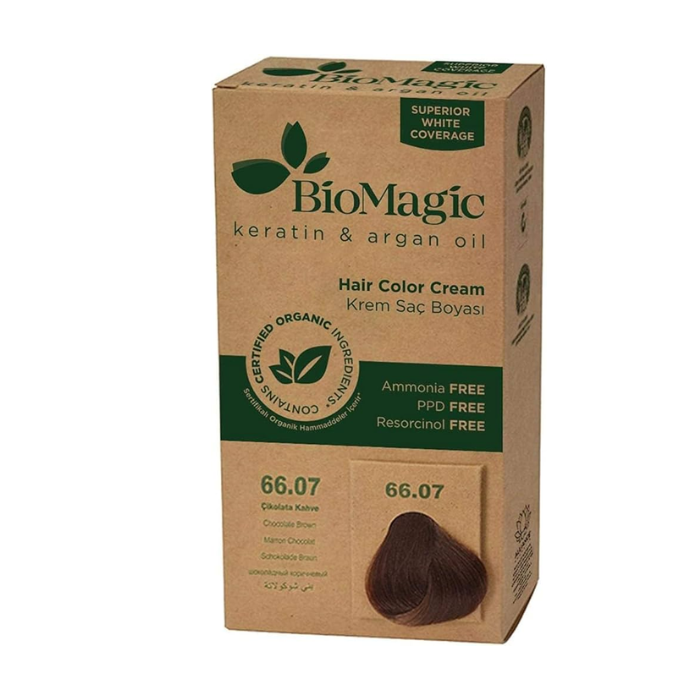 كريم ملوّن الشعر 66/07 البني الشوكولاتة من بيوماجيك