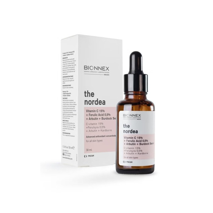 Bionnex The Nordea Vitamin C + Ferulic + Burdock, Brightening and Anti-Aging Serum for All Skin Types, 30ml