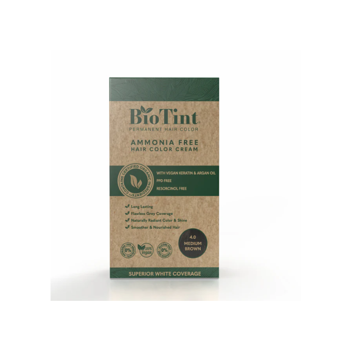 Biotint Permanent Hair Color 4.0 Medium Brown 1s