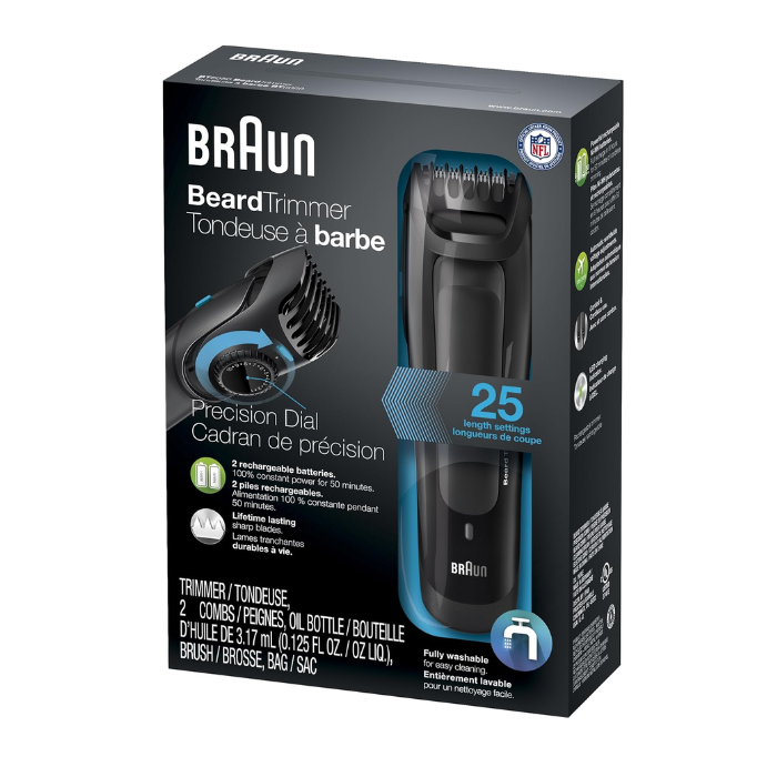 Braun Beard Trimmer Precision Dial Washable /Recharg