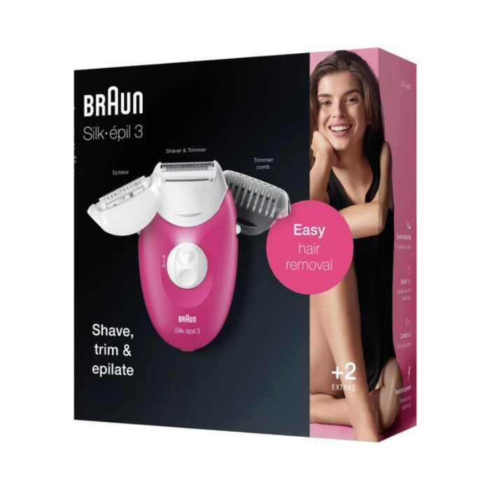 Braun Silk Epil 3 Soft Perfection Epilator Raspberry Pink SE