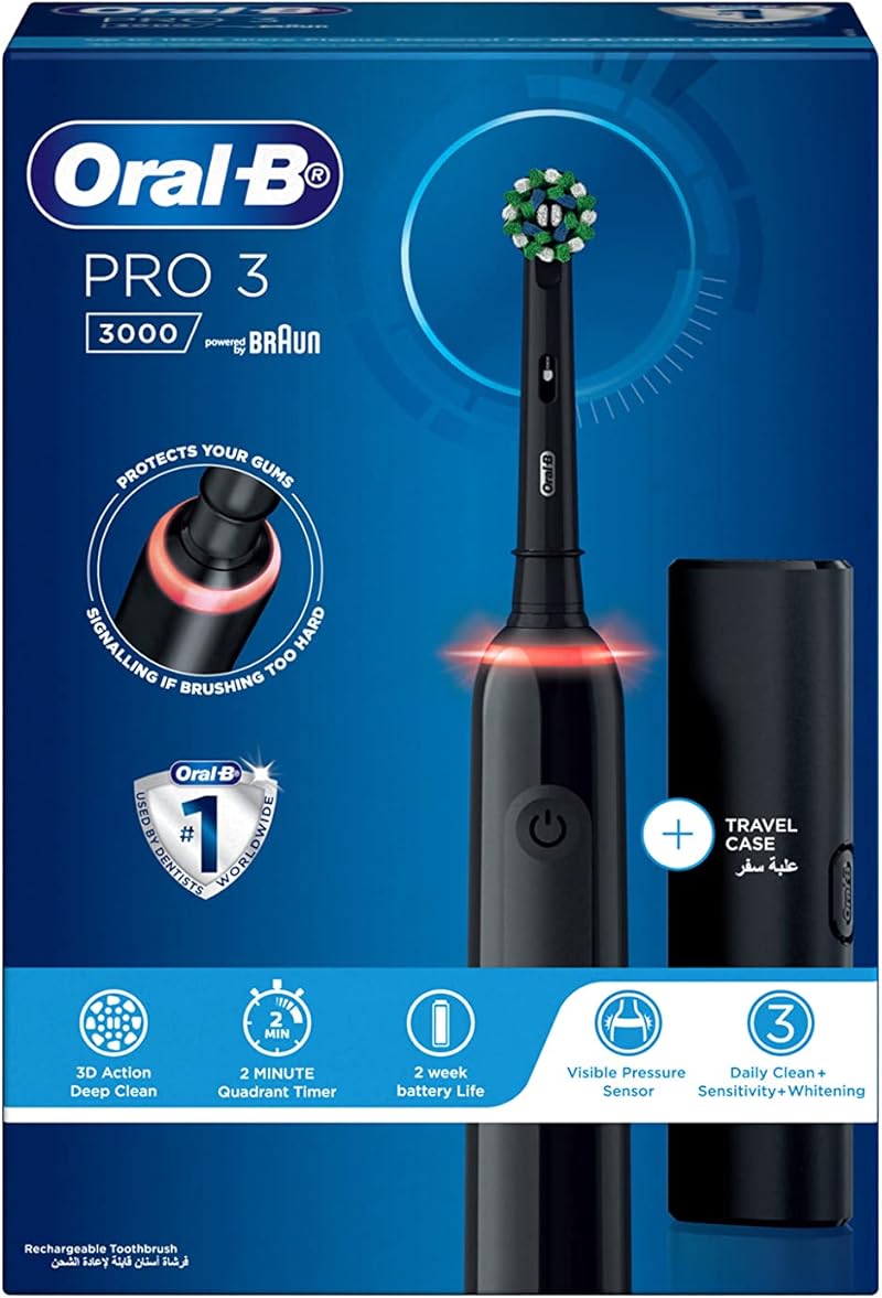 Braun Oral B Pro 3-3000 Power Black Tooth Brush With Tc: D505.513.3x