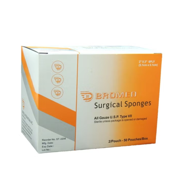 BROMED GAUZE SPONGE 2X2 8P STERILIZE