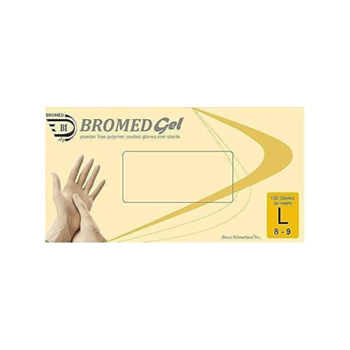 Bromed Gloves Latex Exam Large Powder Free 100's