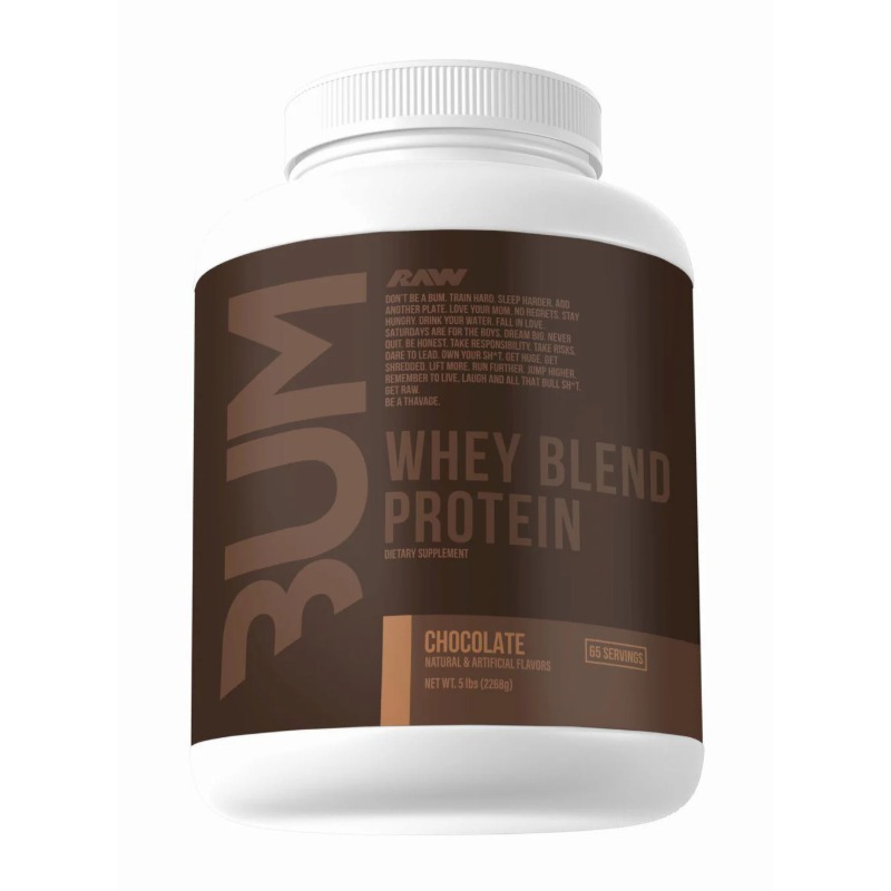 Raw Nutrition Bum Whey Blend Protein Chocolate, Isolate & Concentrate Powder, 5lb