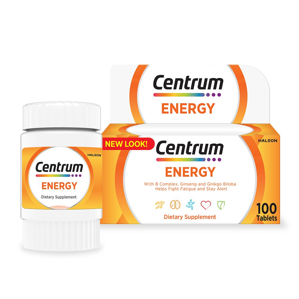 Centrum Energy Multivitamin with Ginseng & Ginkgo Biloba for Active Body and Mind, 100 Tablets