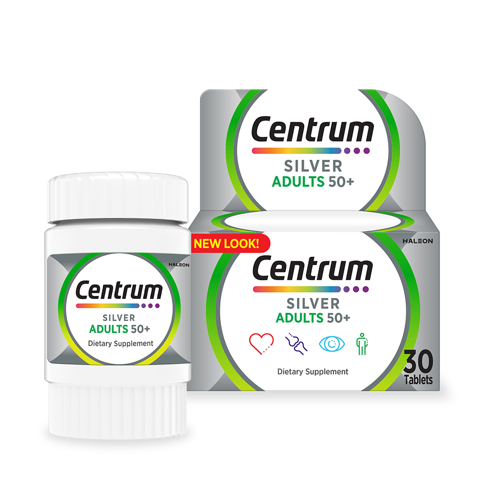 Centrum Silver Adult 50+ Multivitamin, Heart, Bone, Eye & Whole-Body Health Support, 30 Tablets