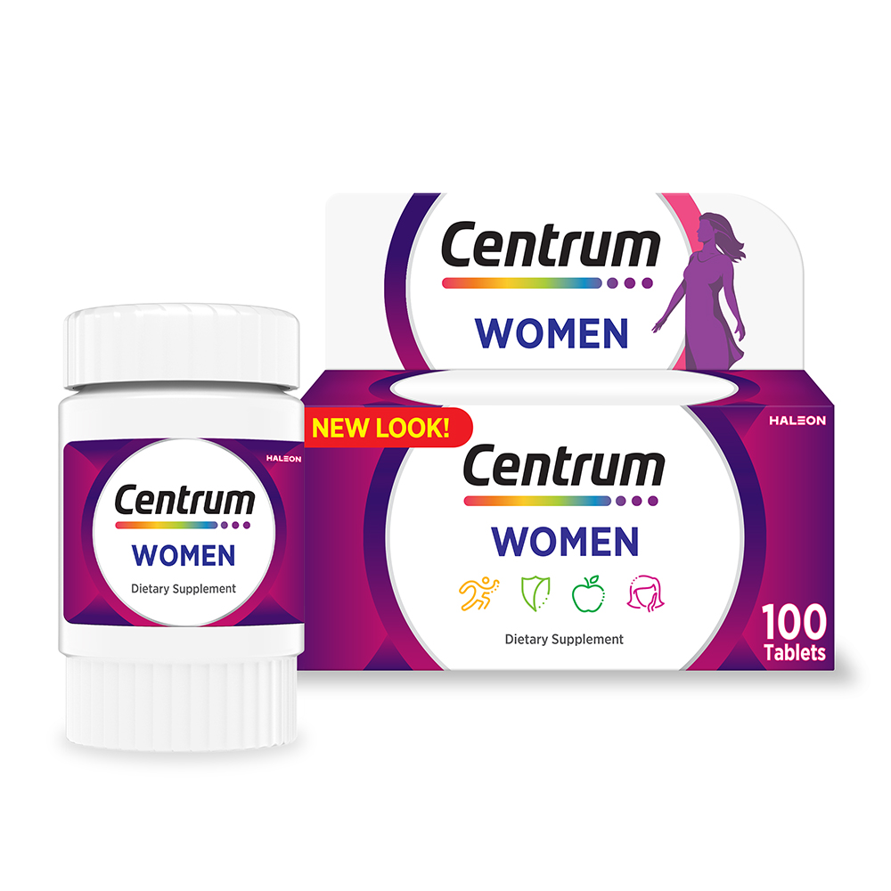 Centrum Women Multivitamin & Mineral Tablets for Energy, Immunity and Bone Health, 100 Tablets