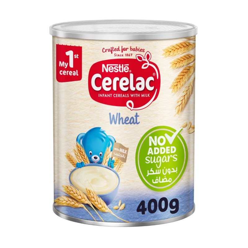 Nestle Cerelac Wheat No Added Sugar, Iron-Fortified Baby Cereal for 6+ Months, Rich in Vitamins and Minerals, 400g