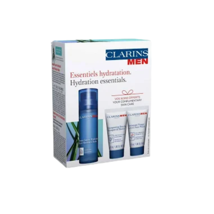 Clarins Men Hydration Essentials Set, Complete Face, Body & Hair Moisture Care