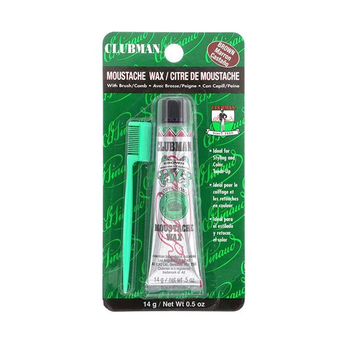 شمع الشارب من كلوبمان - بني مع مشط - 0.5 أونصة