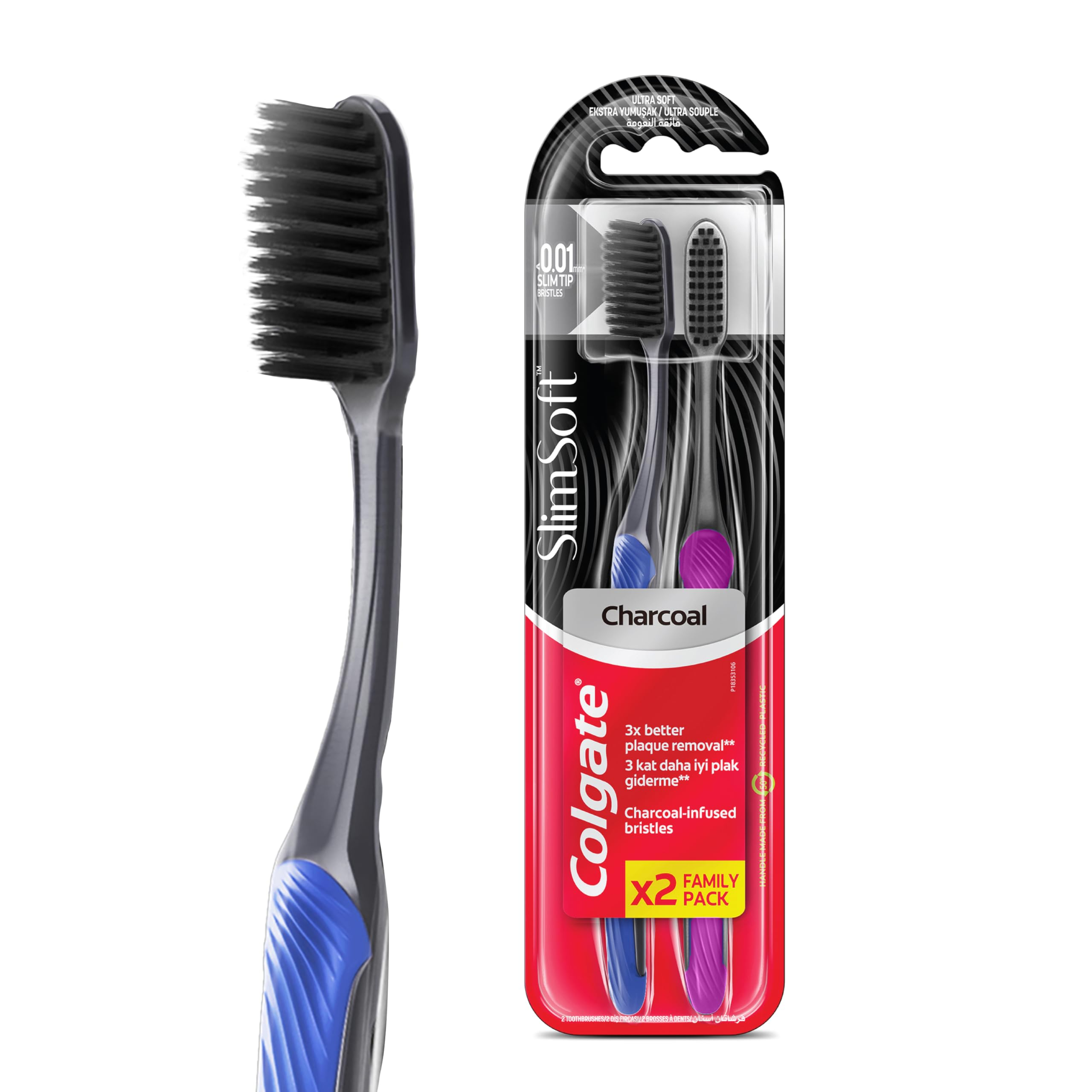 Colgate Slim Soft Charcoal Toothbrush - 2 Pack