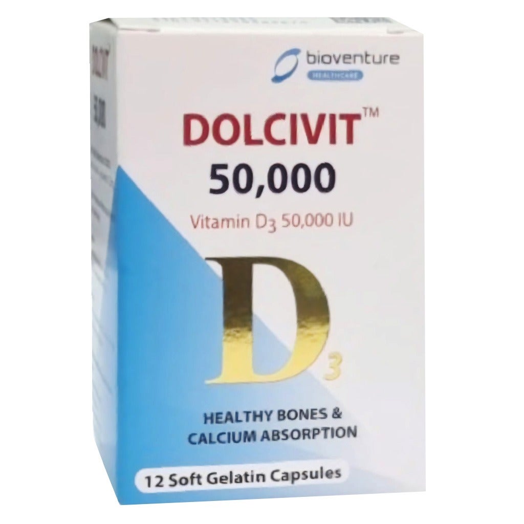 Dolcivit 50,000IU Vitamin D3 12s SoftGel – Bottle