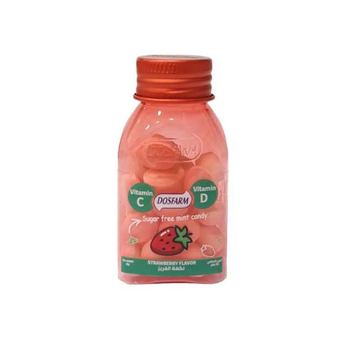Dosfarm Sugar Free Candy with Vitamin C & D Strawberry 22g x 6pcs