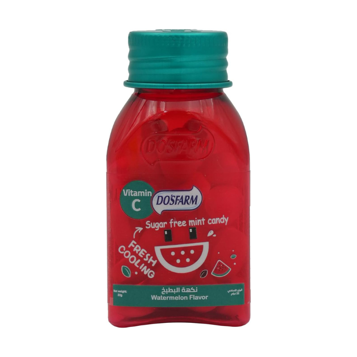 حلوى النعناع الخالية من السكر بفيتامين سي بنكهة البطيخ 22 جم من دوسفارم