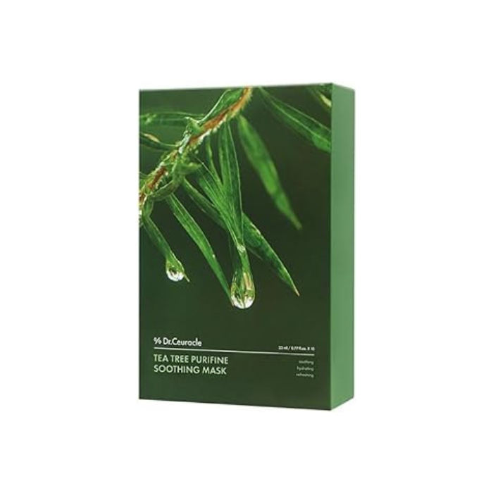 Dr. Ceuracle Tea Tree Purifine Soothing Mask 23ml, Calming Sheet for Sensitive Skin, Pack of 10