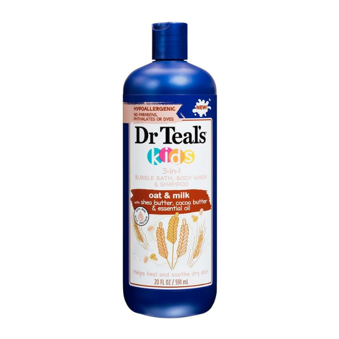 Dr Teal's Kids 3-in-1 Oat and Milk Bubble Bath, Body Wash & Shampoo, 591ml