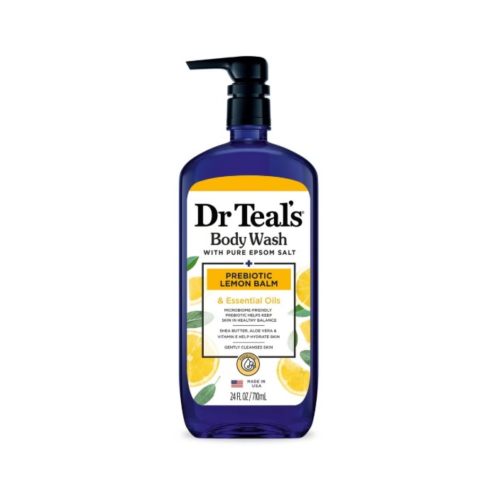 Dr Teal's Prebiotic Lemon Balm Epsom Salt Body Wash, Refreshing Cleanser, 710ml