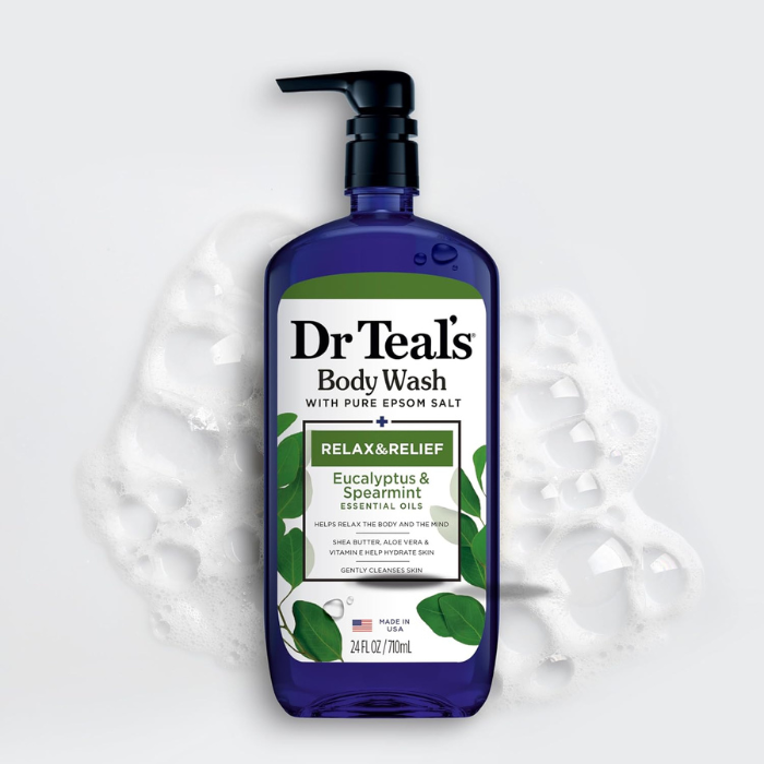 Dr Teal's Relax & Relief Eucalyptus Epsom Salt Body Wash, Refreshing Cleanser, 710ml