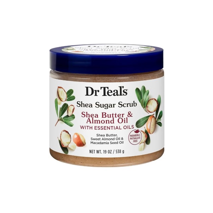 Dr Teal’s Shea Butter & Almond Oil Sugar Body Scrub, Exfoliating & Nourishing Polish, 538g