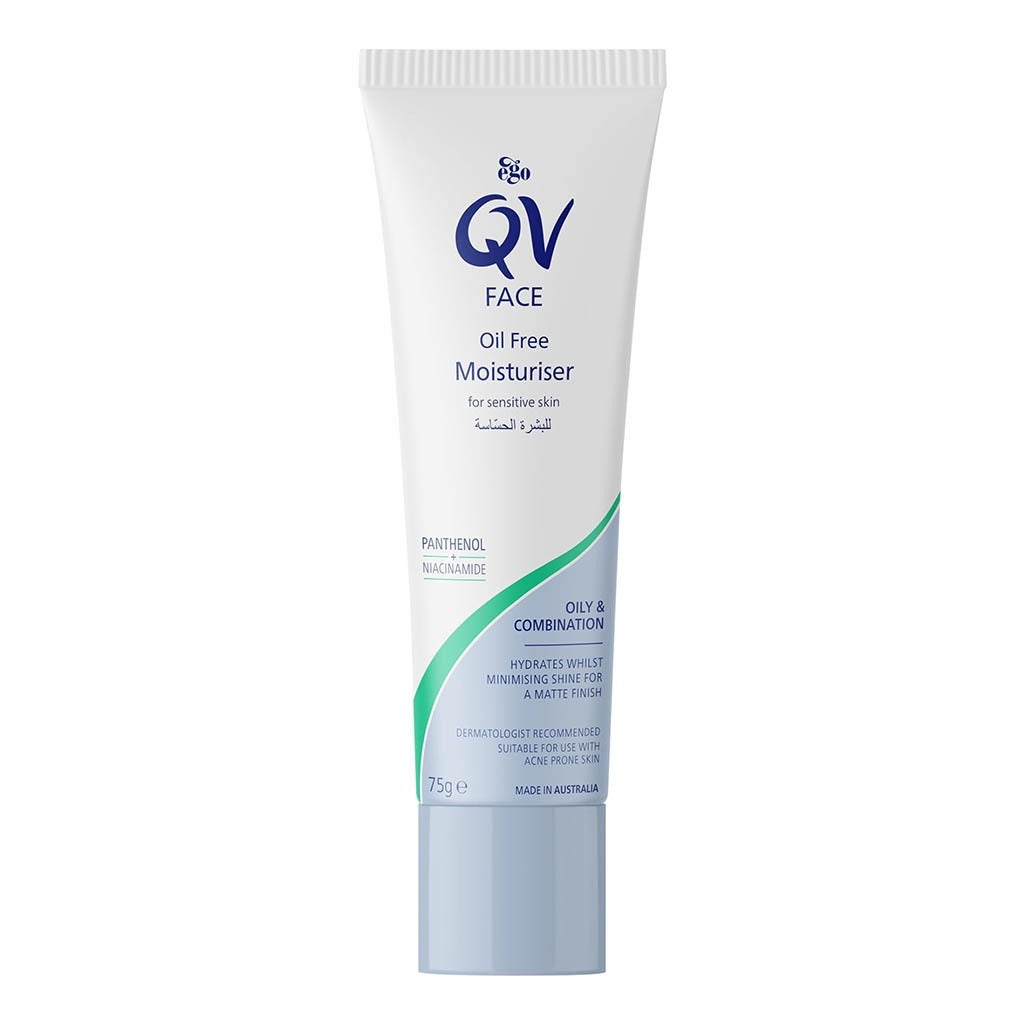 Ego QV Face Oil-Free Moisturizer, Lightweight Hydration, Matte Finish for Oily, Acne-Prone, and Combination Skin, 75g