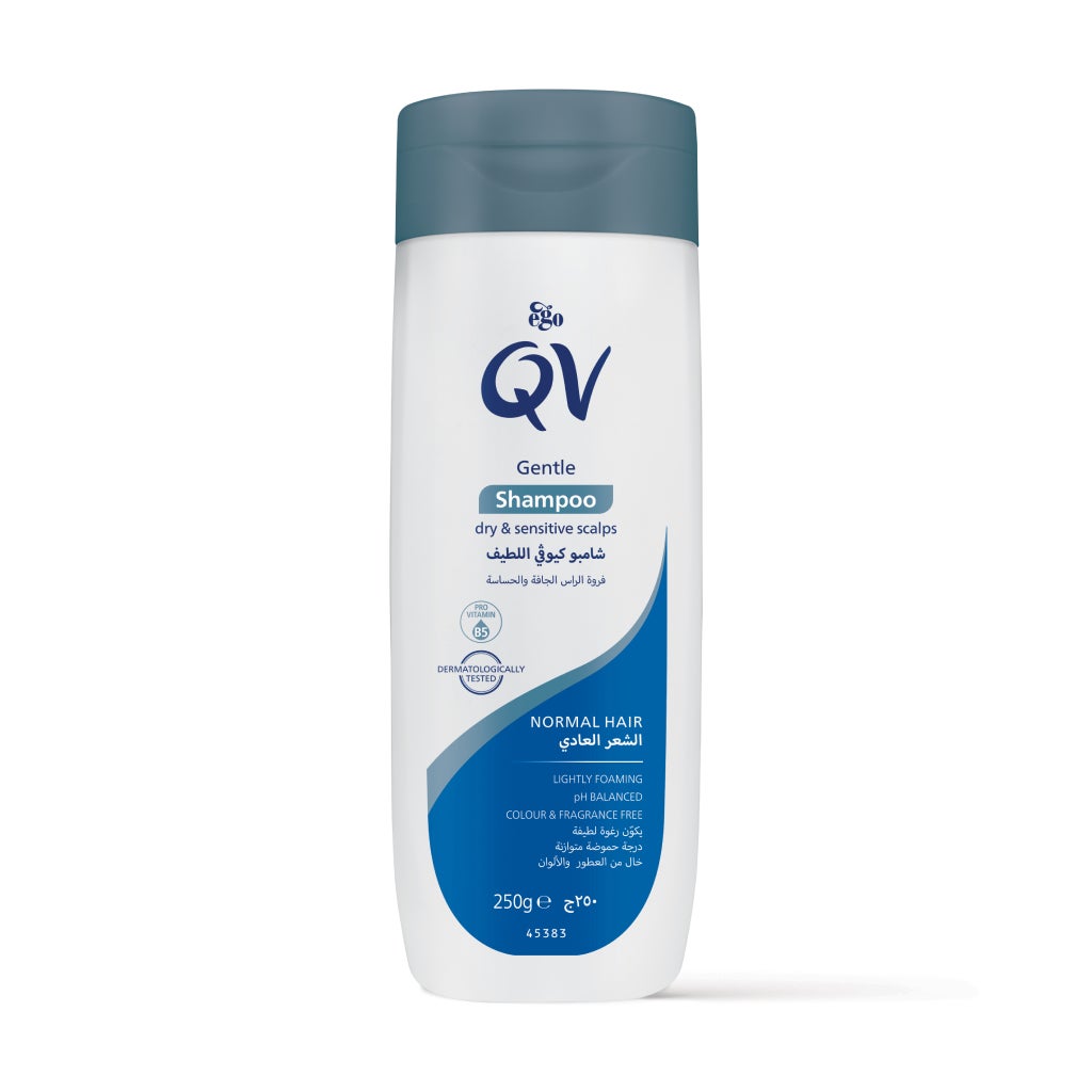Ego QV Gentle Hair Shampoo for Dry and Sensitive Scalp, Fragrance-Free, pH-Balanced, Hydrating Formula, 250g