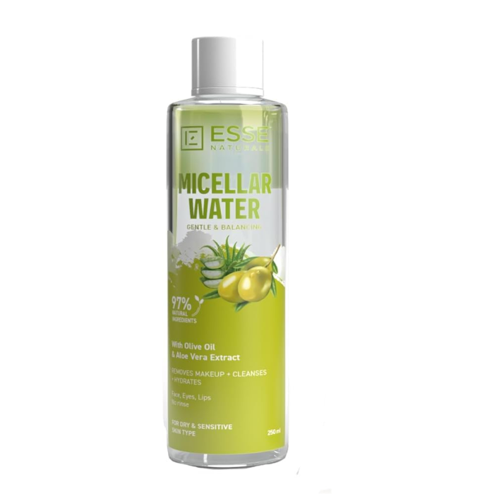Esse Beauty Micellar Water Gentle & Balancing, 97% Natural Makeup Remover for Dry and Sensitive Skin, 250ml