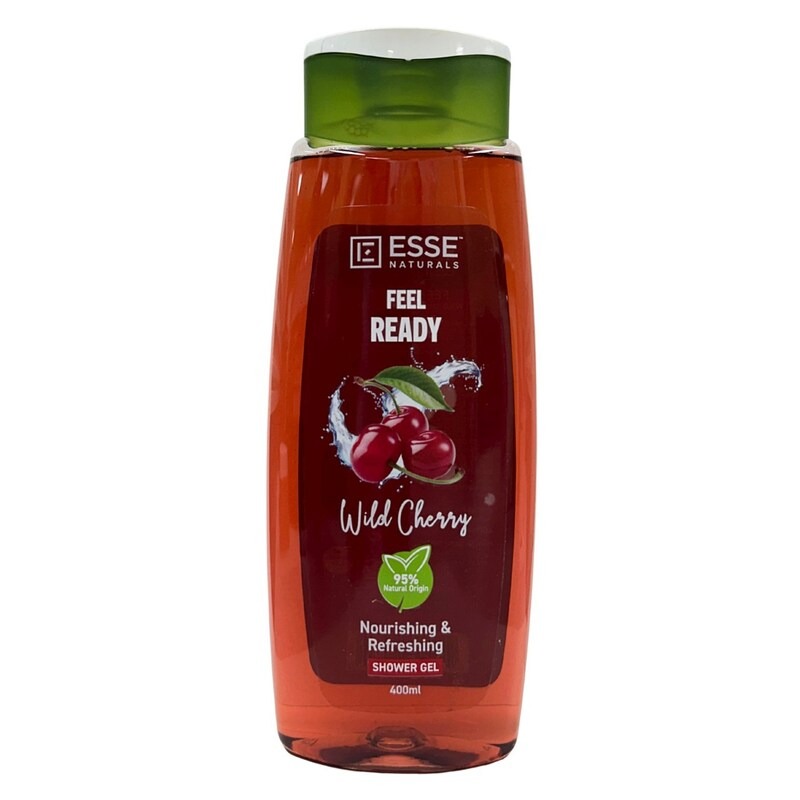 Esse Naturals Feel Ready Wild Cherry Shower Gel ,Uplifting, Cleansing, and Antioxidant-Rich Body Wash 400 ml