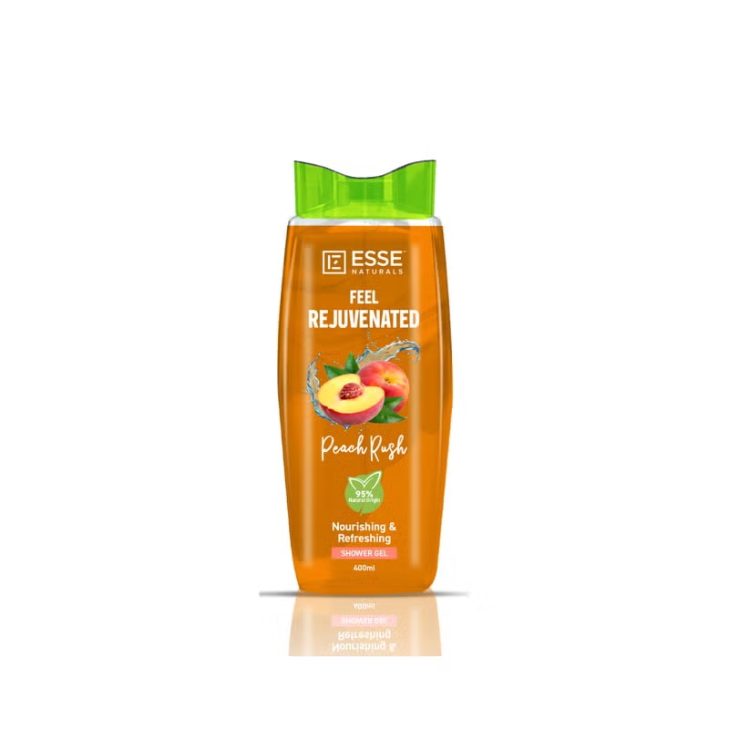 Esse Naturals Feel Rejuvenated Peach Shower Gel ,Refreshing, Hydrating & Fruity Body Wash for Glowing Skin 400 ml