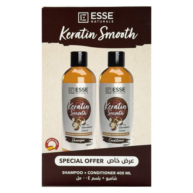 Esse Naturals Keratin Smooth Shampoo 400ml + Conditioner 400ml Promo