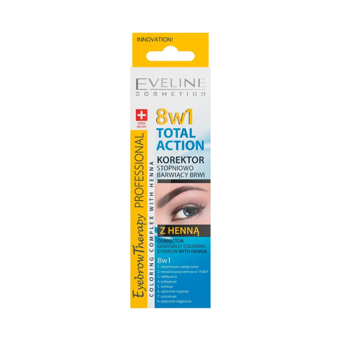 Eveline 8 In1 Total Action Eyebrow Corrector with Henna 10ml