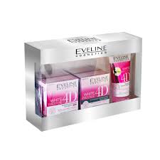 Eveline Gift Set - 4D White Prestige Day & Night Cream 50ml + 4D Whitening Facial Wash Gel 100ml