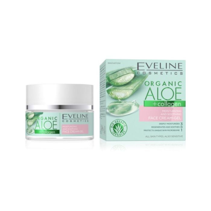 Eveline Organic Aloe + Collagen Moisturizing & Soothing Face Cream-Gel 50ml