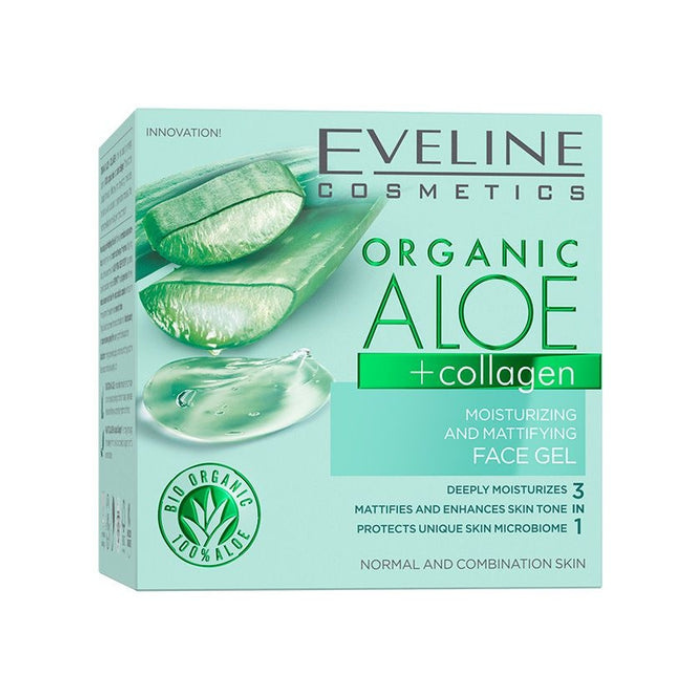 Eveline Organic Aloe +Collagen Moisturizing& Mattify Face Gel 50ml